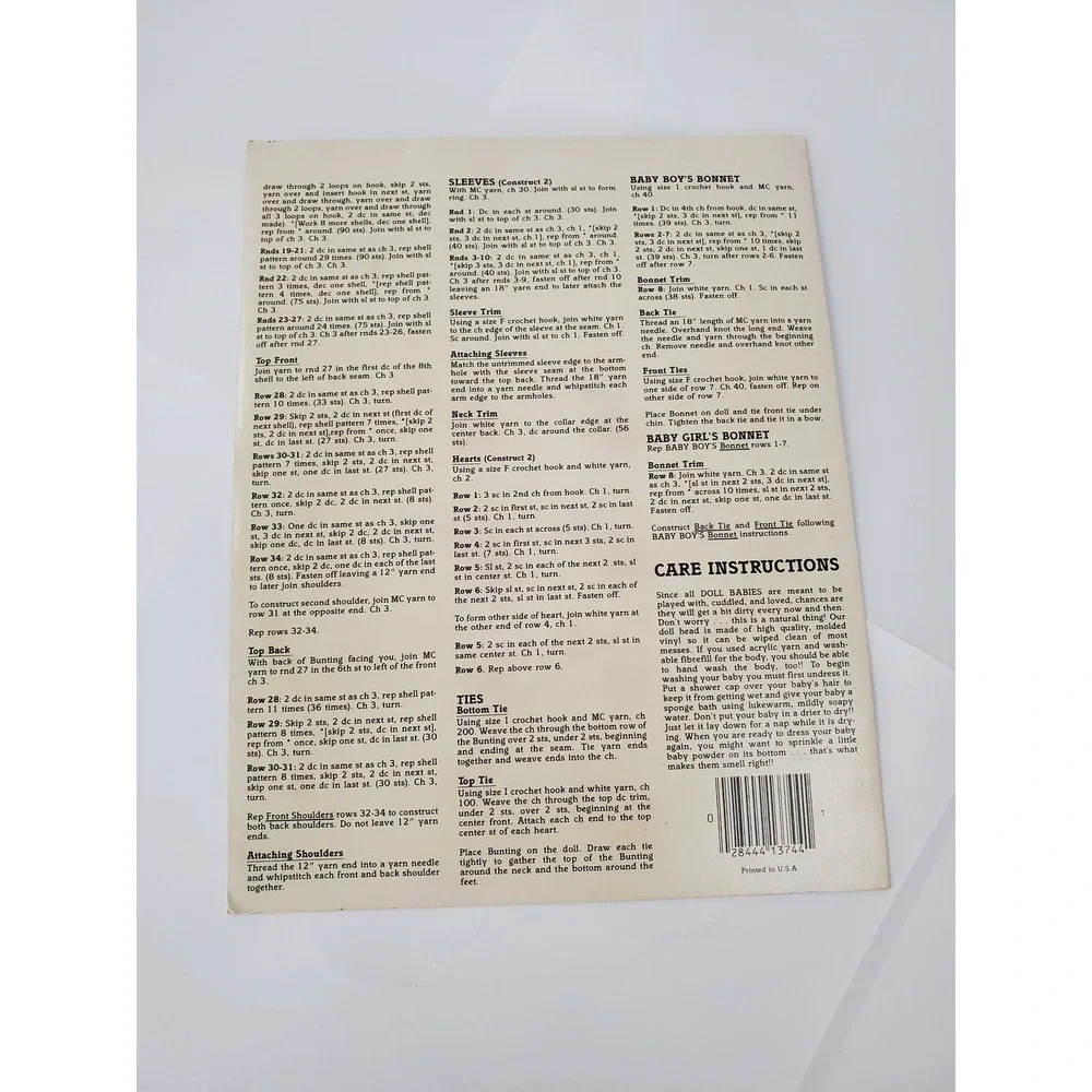 Vntage The Original Doll Baby in Crochet Pattern Booklet FCM102 Fibre-Craft 1984